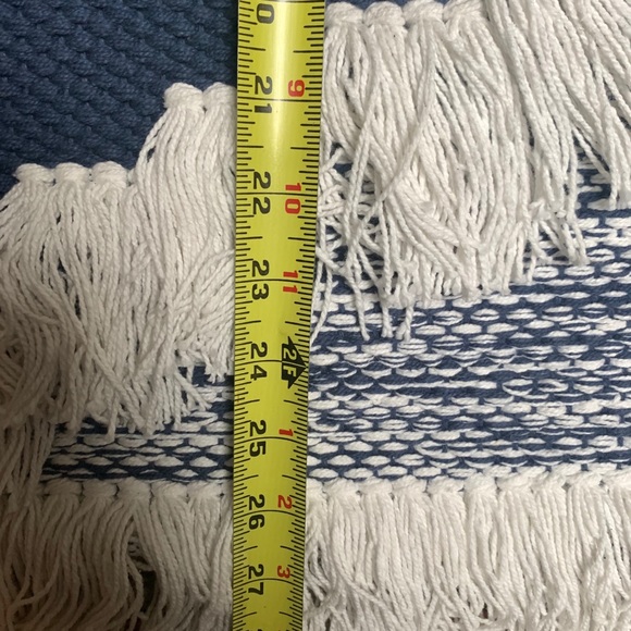 Boho wall hanging shag rug blue white - Picture 4 of 6